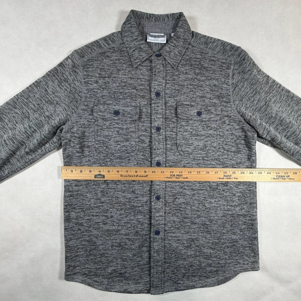 Southern Tide Mens Grey Space Dye Knit Button Front Shirt Jacket Shacket Size M